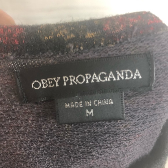 OBEY gray floral long sleeve sweater boho size M - Picture 5 of 5